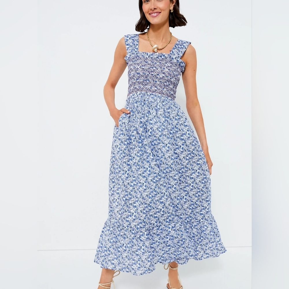 Mille Smocked Garden Sleeveless Midi Sundress Size XS NWOT Cottagecore Prairie